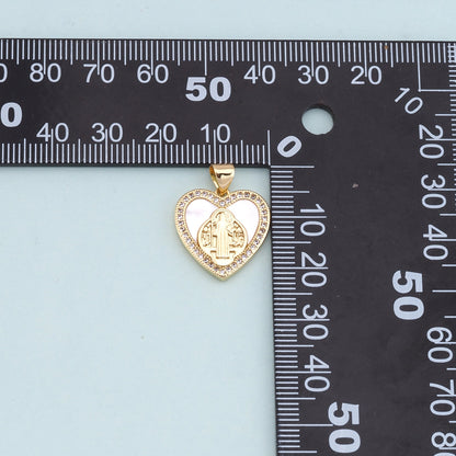 Gold Heart Our Lady Charms,18K Gold Filled Heart Pendant,shell Heart Virgin Mary Charm Bracelet Necklace for DIY Jewelry Making Supply