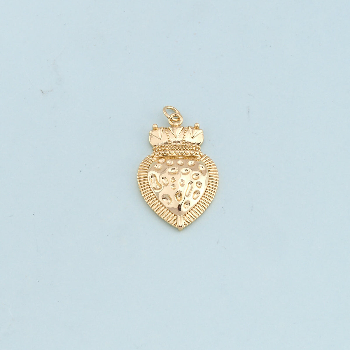 Gold sacred Heart Charms,18K Gold Filled flame sacred heart Pendant,Religious Charm Bracelet Necklace for DIY Jewelry Making 