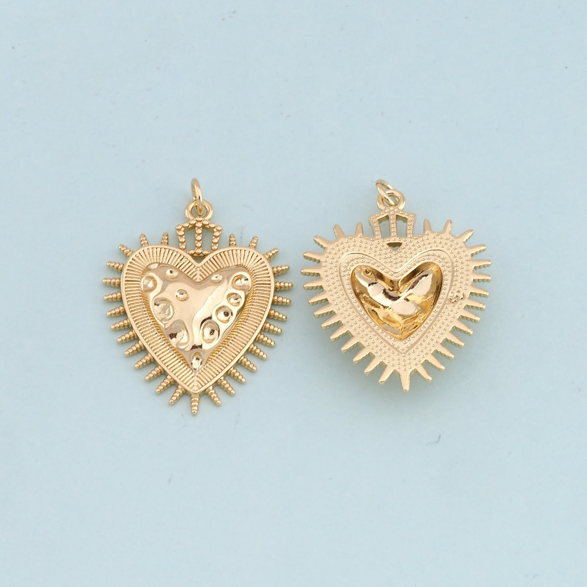 Gold sacred Heart Charms,18K Gold Filled flame sacred heart Pendant,Religious Charm Bracelet Necklace for DIY Jewelry Making 