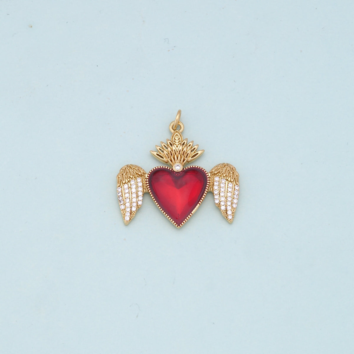 18K Gold Filled Sacred Heart Charm Pendant for Jewelry Making