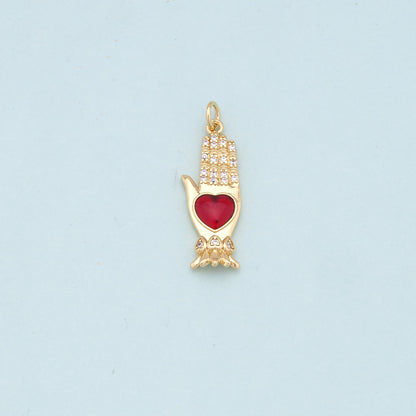Gold Hand Heart Charms,18K Gold Filled Heart Pendant,Hand Charm Bracelet Necklace for DIY Jewelry Making Supply