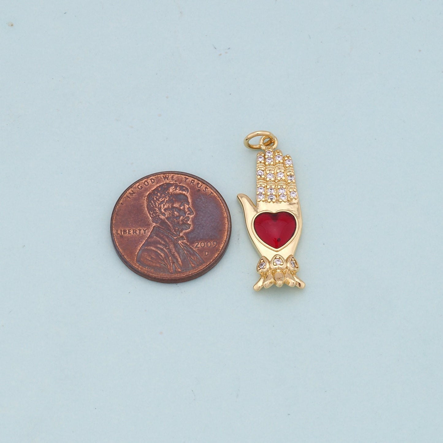 Gold Hand Heart Charms,18K Gold Filled Heart Pendant,Hand Charm Bracelet Necklace for DIY Jewelry Making Supply