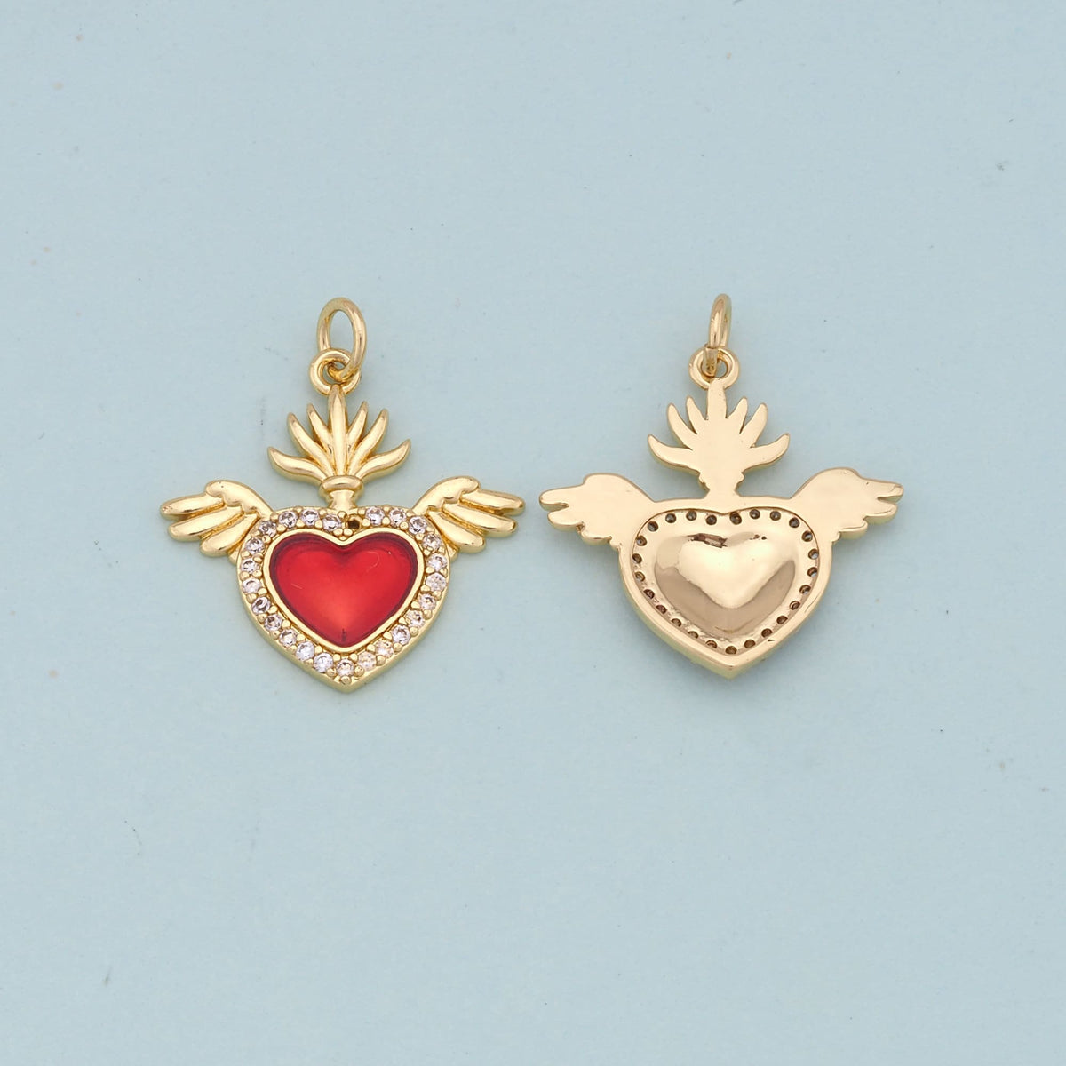 18K Gold Filled Sacred Heart Charm Pendant for Jewelry Making