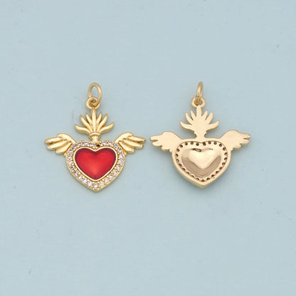 18K Gold Filled Sacred Heart Charm Pendant for Jewelry Making
