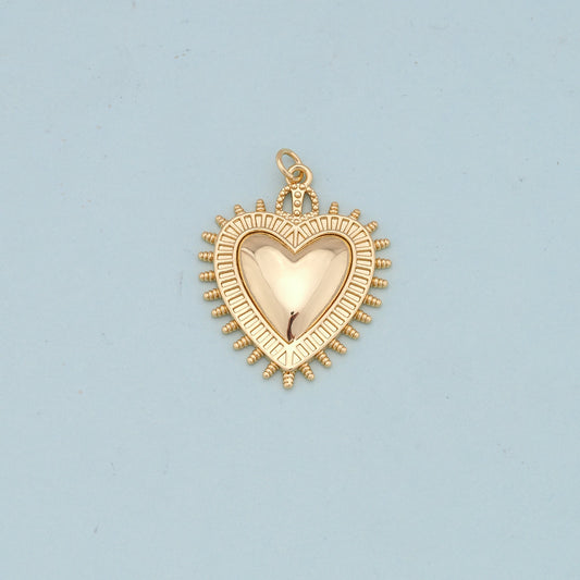 Gold sacred Heart Charms,18K Gold Filled flame sacred heart Pendant,Religious Charm Bracelet Necklace for DIY Jewelry Making Supply