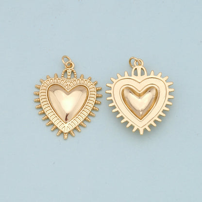 Gold sacred Heart Charms,18K Gold Filled flame sacred heart Pendant,Religious Charm Bracelet Necklace for DIY Jewelry Making Supply