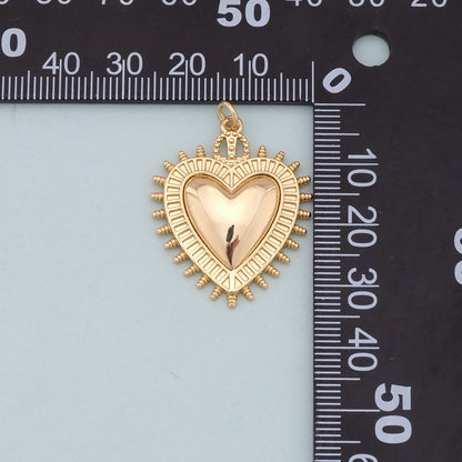 Gold sacred Heart Charms,18K Gold Filled flame sacred heart Pendant,Religious Charm Bracelet Necklace for DIY Jewelry Making Supply