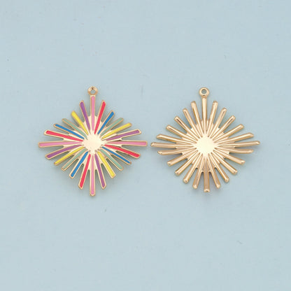 18K Gold Filled Hand Enamel Charm Pendant for Jewelry Making