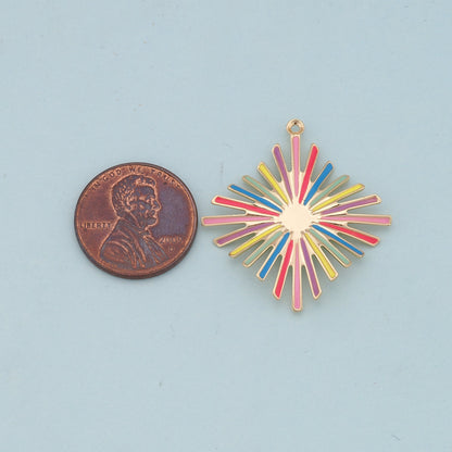 Gold Colorful Enamel Charms,18K Gold Fille Enamel Pendant,Enamel Charm Bracelet Necklace for DIY Jewelry Making Supply