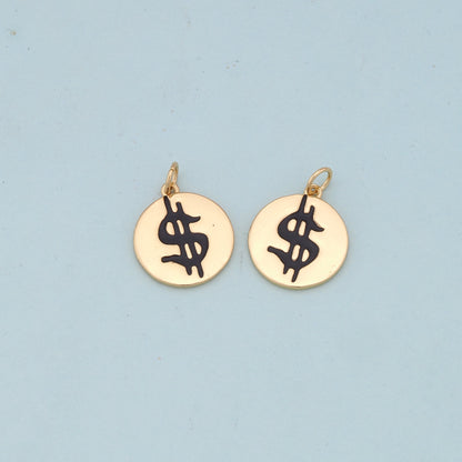Gold Money Symbol Charms,18K Gold Filled Money Pendant,Money Charm Bracelet Necklace for DIY Jewelry Making Supply
