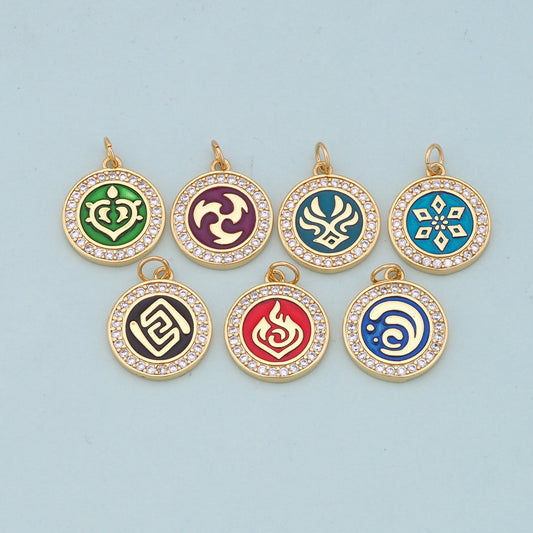 Gold element Charms,18K Gold Filled Water Pendant,Element Charm Bracelet Necklace for DIY Jewelry Making Supply