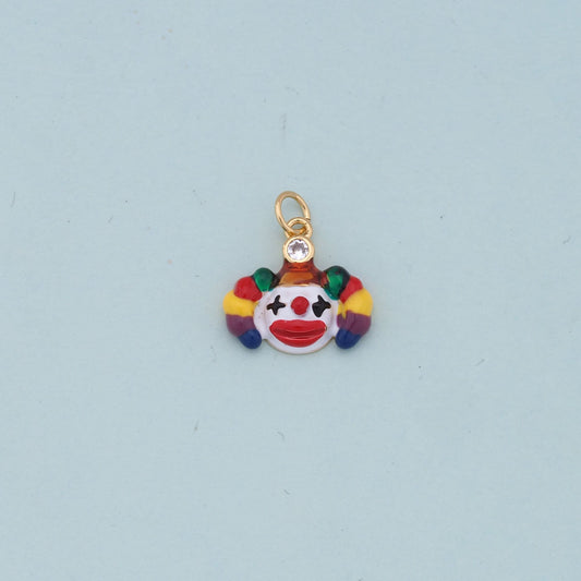 Gold clown Charms,18K Gold Filled clown Pendant,cute Charm Bracelet Necklace for DIY Jewelry Making Supply