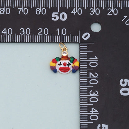 Gold clown Charms,18K Gold Filled clown Pendant,cute Charm Bracelet Necklace for DIY Jewelry Making Supply