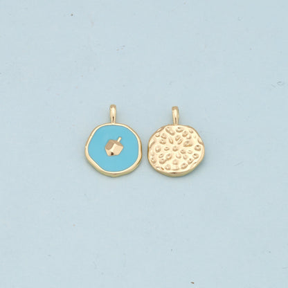 Gold enamel Charms,18K Gold Filled enamel Pendant Charm Bracelet Necklace for DIY Jewelry Making Supply