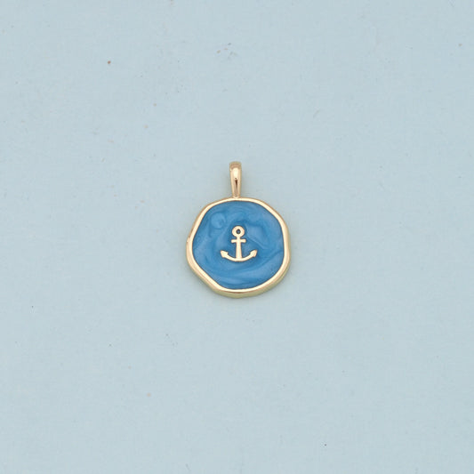 Gold enamel Anchor Charms,18K Gold Filled enamel Pendant Charm Bracelet Necklace for DIY Jewelry Making Supply