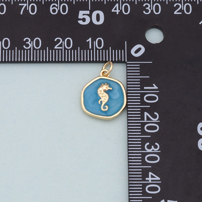 Gold Seahorse Charms,18K Gold Filled Seahorse Pendant,Seahorse Charm Bracelet Necklace for DIY Jewelry Making Supply