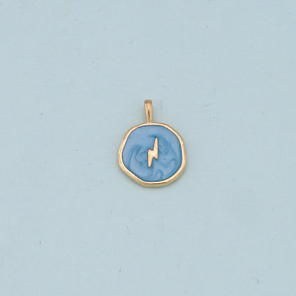 18K Gold Filled lightning Pendant,Enamel lightning Charm Bracelet Necklace for DIY Jewelry Making Supply