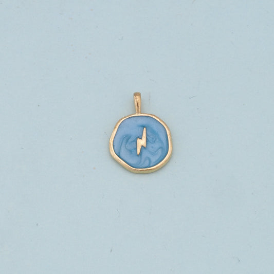 18K Gold Filled lightning Pendant,Enamel lightning Charm Bracelet Necklace for DIY Jewelry Making Supply