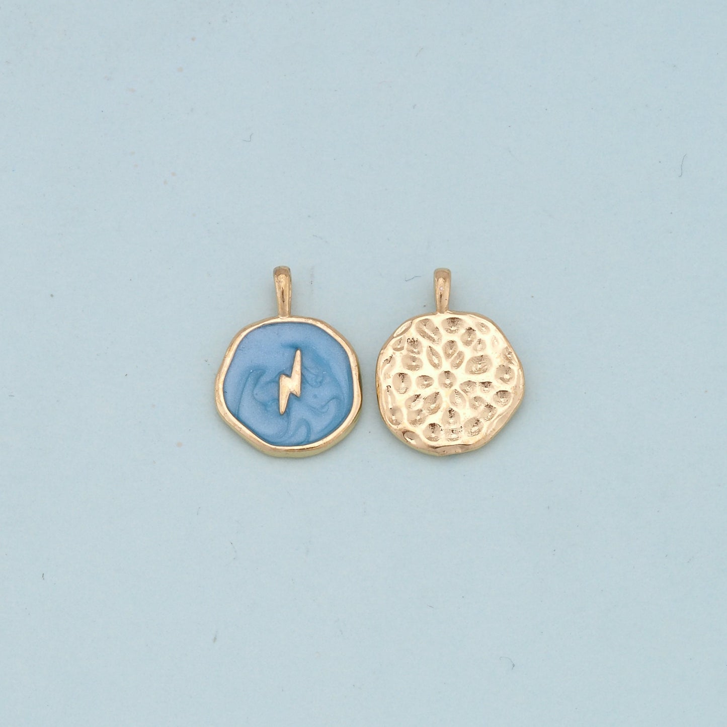 18K Gold Filled lightning Pendant,Enamel lightning Charm Bracelet Necklace for DIY Jewelry Making Supply