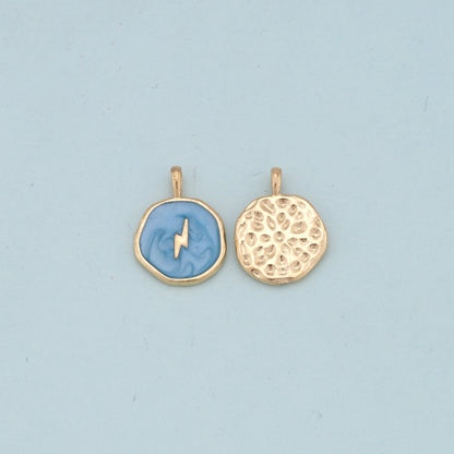 18K Gold Filled lightning Pendant,Enamel lightning Charm Bracelet Necklace for DIY Jewelry Making Supply
