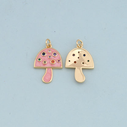 18K Gold Filled Mushroom Charm Pendant for Jewelry Making