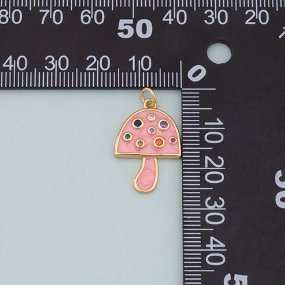 18K Gold Filled Mushroom Charm Pendant for Jewelry Making