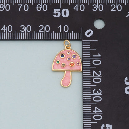 Gold mushroom Charms,18K Gold Filled mushroom Pendant,mushroom Charm Bracelet Necklace for DIY Jewelry Making Supply