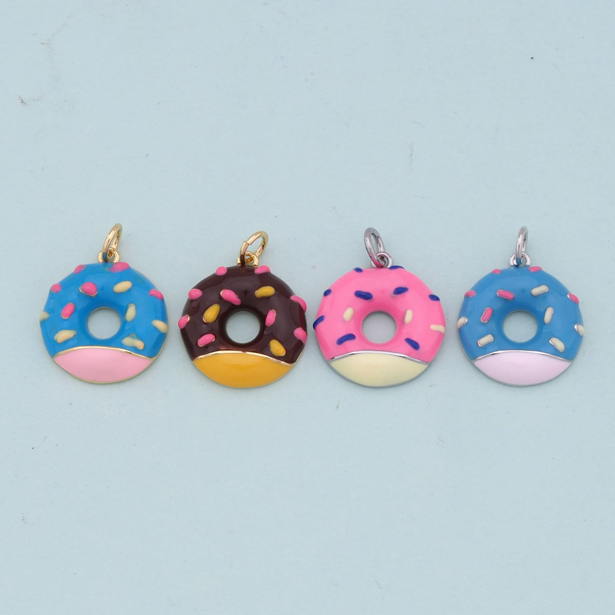 Gold Donut Charms,18K Gold Filled Donut Pendant,Donut Charm Bracelet Necklace for DIY Jewelry Making Supply