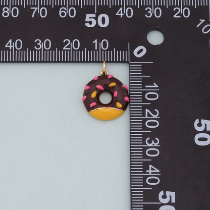 Gold Donut Charms,18K Gold Filled Donut Pendant,Donut Charm Bracelet Necklace for DIY Jewelry Making Supply