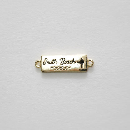 Gold South Beach Connector Charms,18K Gold Filled South Beach Pendant,South Beach Charm Bracelet Necklace for DIY Jewelry Making Supply