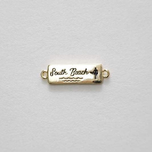 Gold South Beach Connector Charms,18K Gold Filled South Beach Pendant,South Beach Charm Bracelet Necklace for DIY Jewelry Making Supply