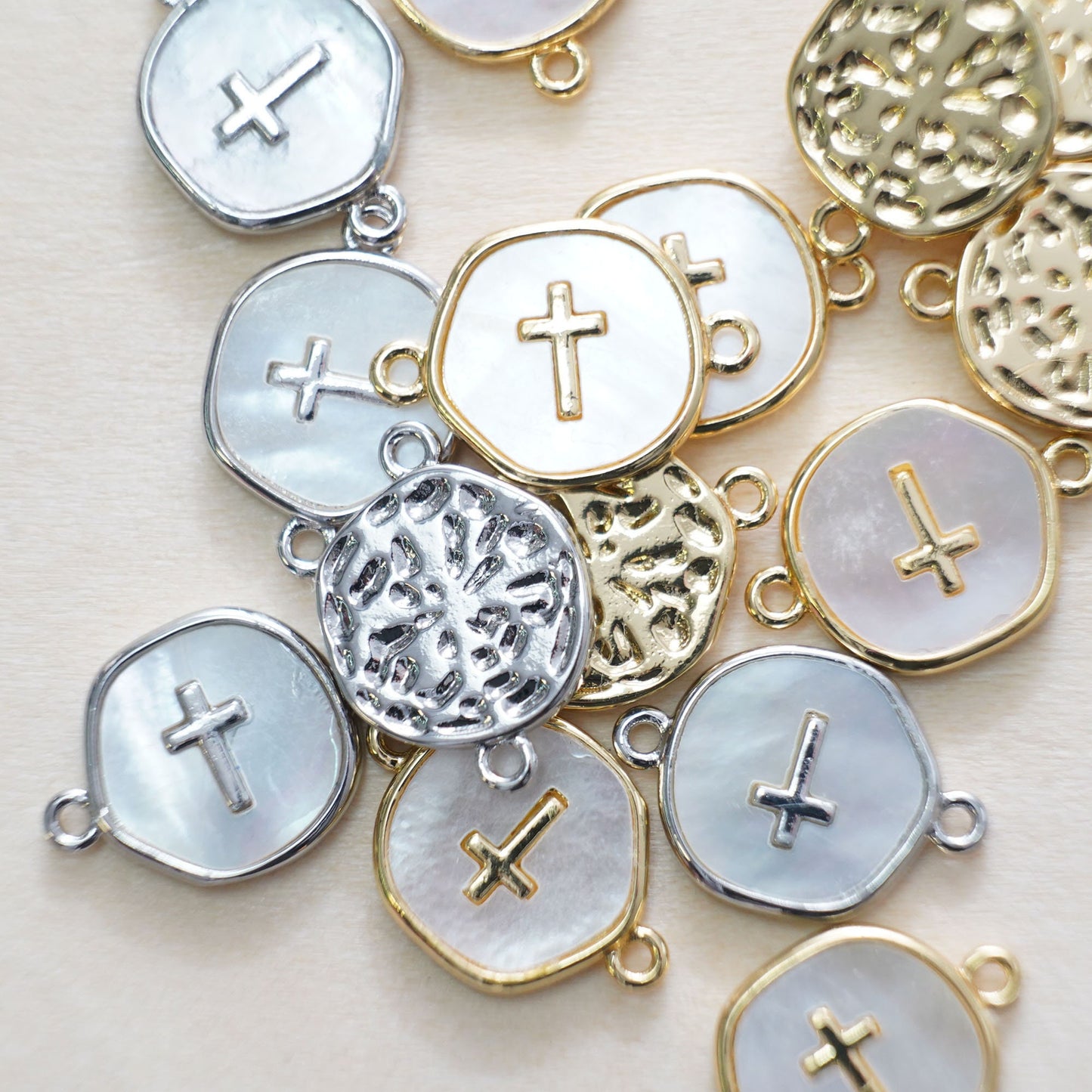 Gold Cross Connector Charms,18K Gold Filled Cross Pendant,Cross Charm Bracelet Necklace for DIY Jewelry Making Supply