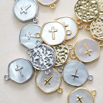 Gold Cross Connector Charms,18K Gold Filled Cross Pendant,Cross Charm Bracelet Necklace for DIY Jewelry Making Supply