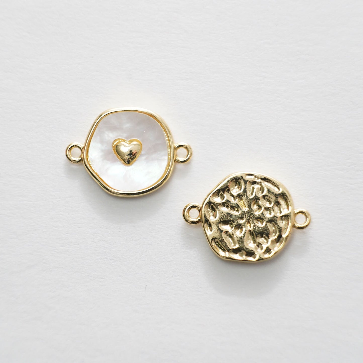 Gold Heart Connector Charms,18K Gold Filled Love Pendant Charm Bracelet Necklace for DIY Jewelry Making Supply