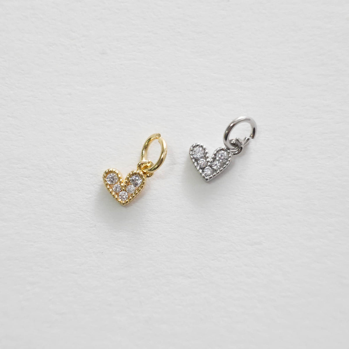 18K Gold Filled Cubic Zirconia Heart Charm Pendant for Jewelry Making