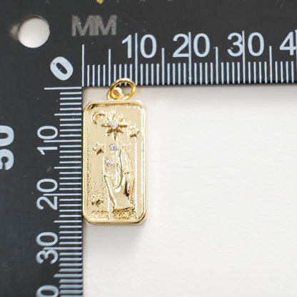 18K Gold Filled CZ Bar Hamsa Hand Pendant,Hand Gesture Star Charm Necklace for DIY Jewelry Making Supply
