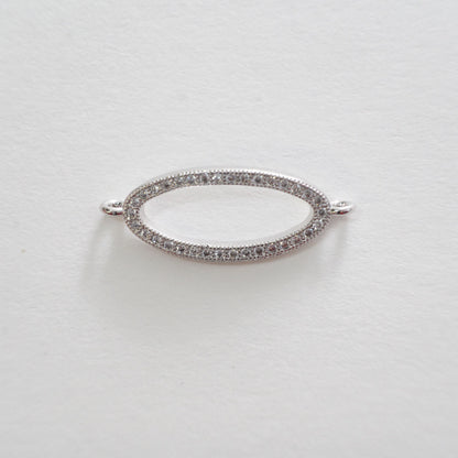 Silver Oval Connector Pendant,18K Gold Filled Oval Pendant,Oval Charm Bracelet Necklace for DIY Jewelry Making Supply