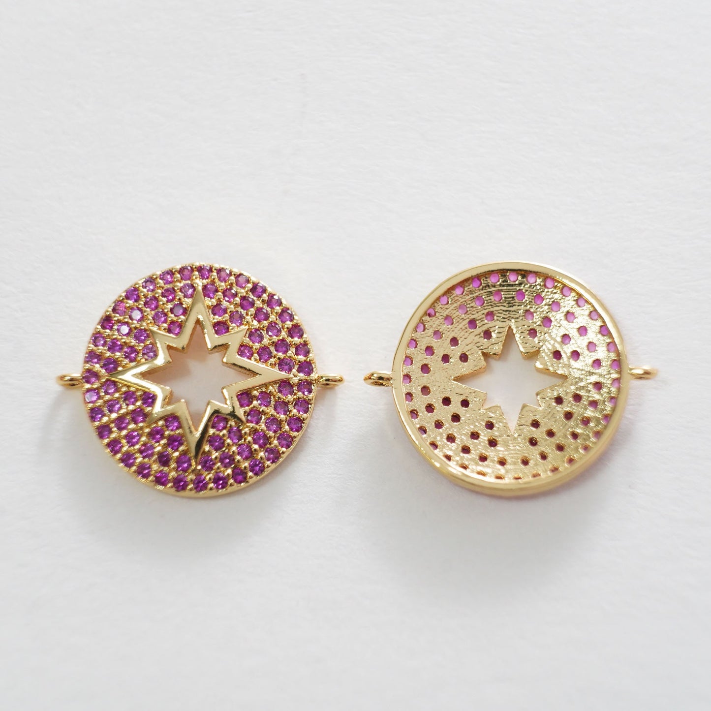 Gold Star Connector Charms,18K Gold Filled Starburst Pendant,North Star Charm Bracelet Necklace for DIY Jewelry Making Supply