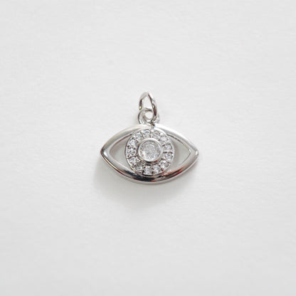 18K Gold Filled Cubic Zirconia Evil Eye Charm Pendant for Jewelry Making