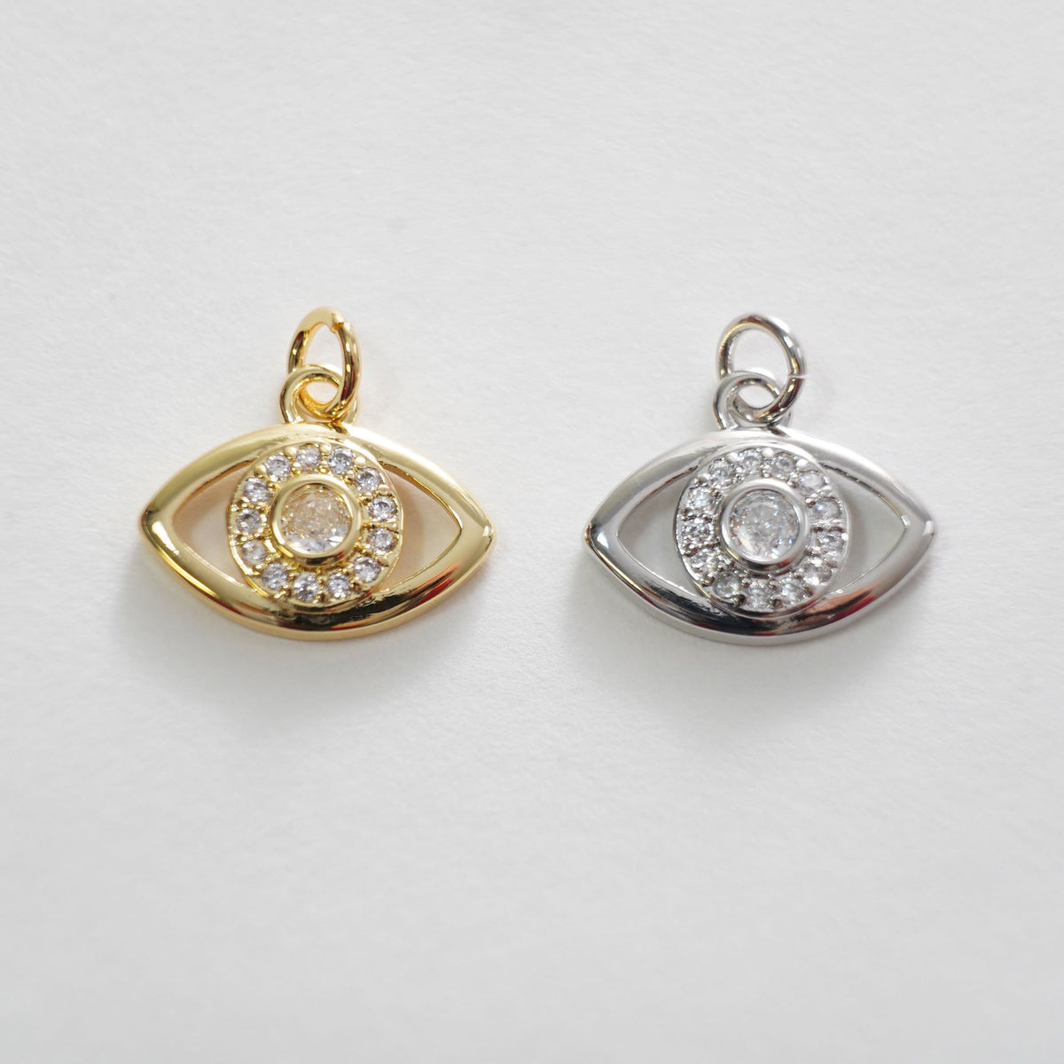18K Gold Filled Cubic Zirconia Evil Eye Charm Pendant for Jewelry Making