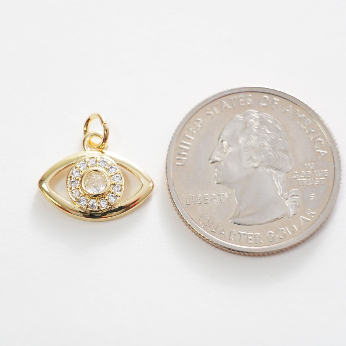 18K Gold Filled Cubic Zirconia Evil Eye Charm Pendant for Jewelry Making