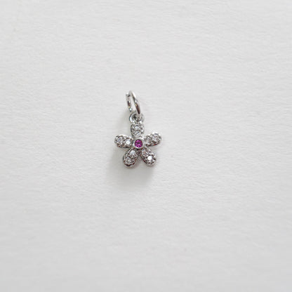 Gold Flower Charms,18K Gold Filled CZ flower Pendant,Silver flower Charm Bracelet Necklace for DIY Jewelry Making Supply