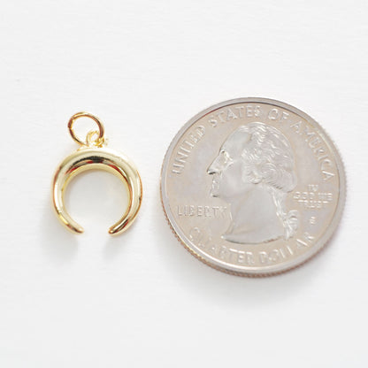Gold Moon Charms,18K Gold Filled Crescent Pendant,Horns Charm Bracelet Necklace for DIY Jewelry Making Supply