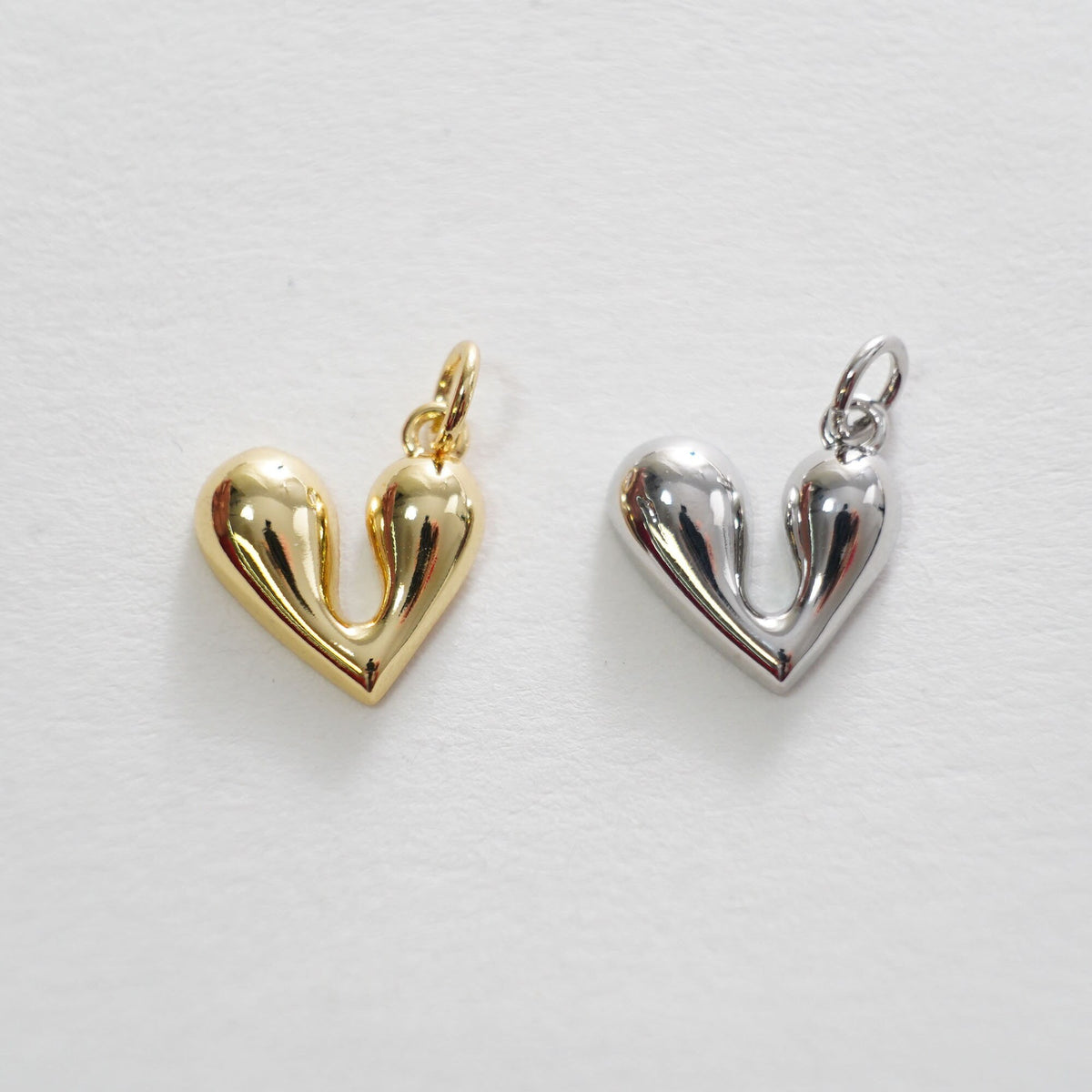 Gold Heart Charms,18K Gold Filled Heart Pendant,Heart Charm Bracelet Necklace for DIY Jewelry Making Supply