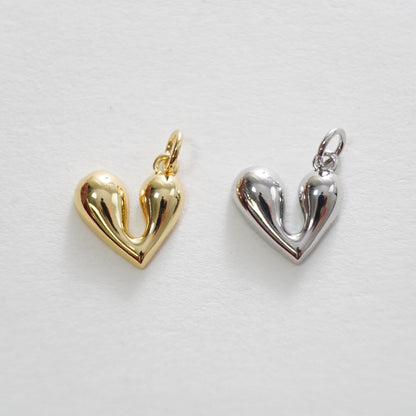 Gold Heart Charms,18K Gold Filled Heart Pendant,Heart Charm Bracelet Necklace for DIY Jewelry Making Supply