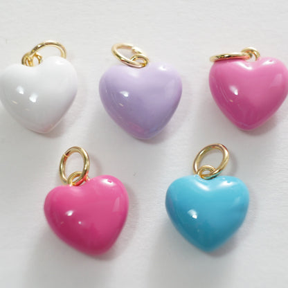 18K Gold Filled Enamel Heart Charm Pendant for Jewelry Making