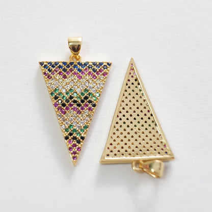 Gold Spike Charms,18K Gold Filled Triangle Pendant,CZ Micro Pave Color Triangle Charm Bracelet Necklace for DIY Jewelry Making Supply