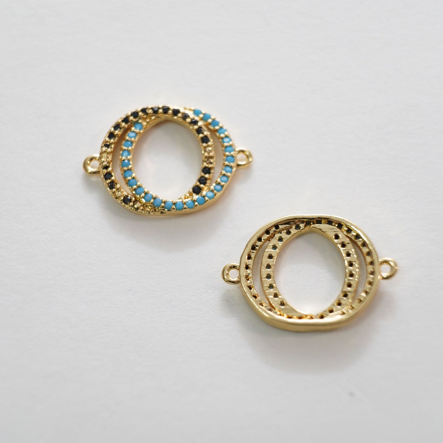 Gold double circle Connector Charms,18K Gold Filled double circle Pendant Charm Bracelet Necklace for DIY Jewelry Making Supply