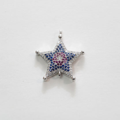 Gold Star Connector Charms,18K Gold Filled CZ Micro Pave Star Pendant,Star Charm Bracelet Necklace for DIY Jewelry Making Sup