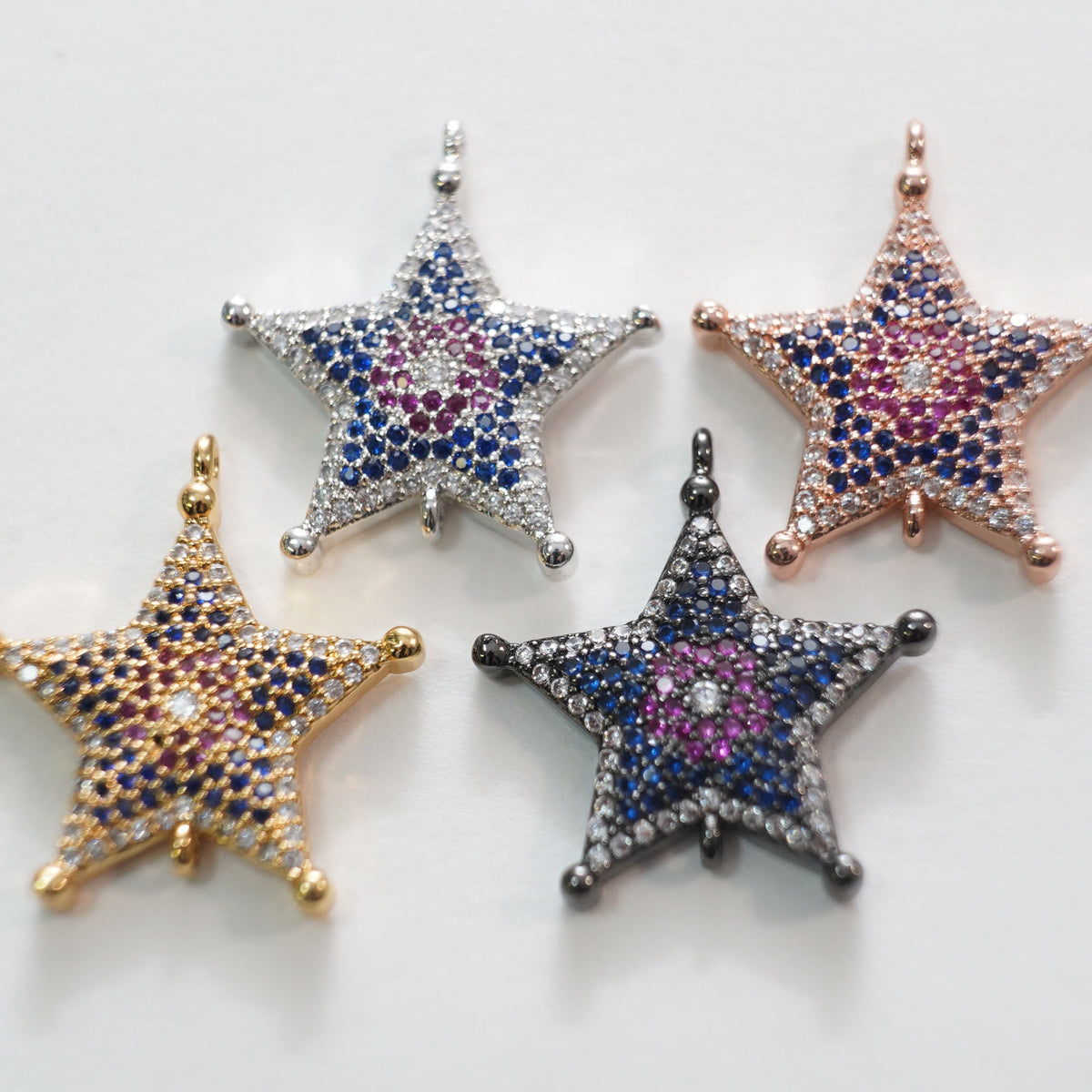 Gold Star Connector Charms,18K Gold Filled CZ Micro Pave Star Pendant,Star Charm Bracelet Necklace for DIY Jewelry Making Sup